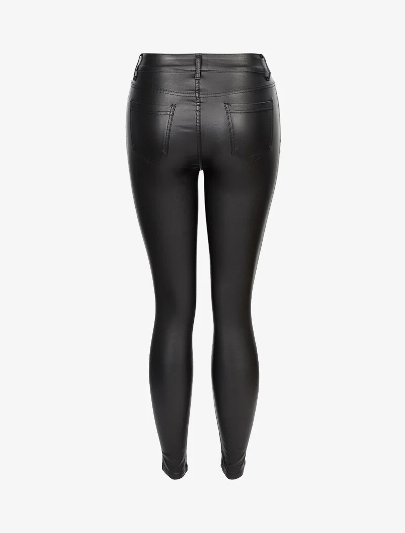 Basis skinny jeans in imitatieleer - zwart - Image 2