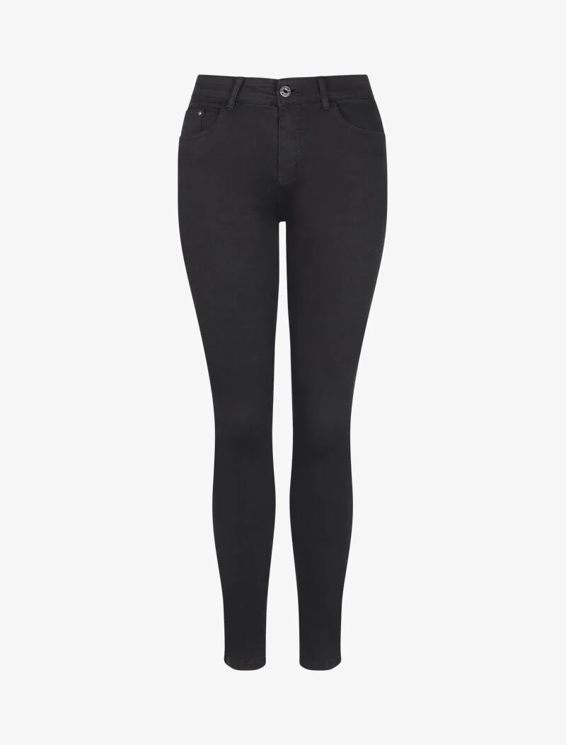 Hoge taille effen skinny jeans - Zwart