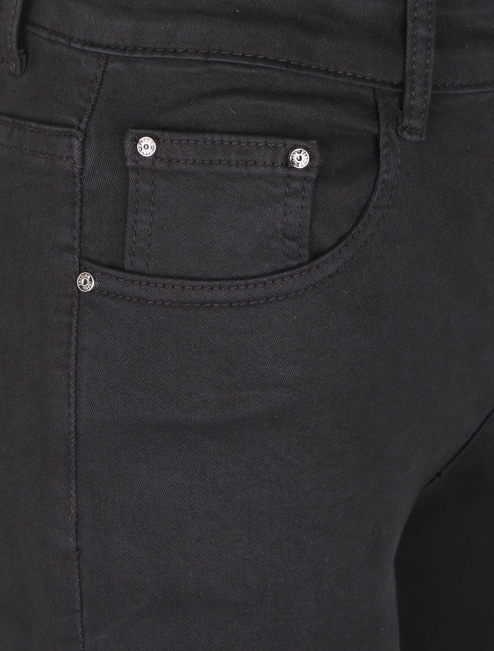 Hoge taille effen skinny jeans - Zwart - Image 3