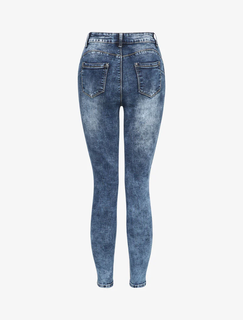 Slim fit jeans met hoge taille - Blauw - Image 2