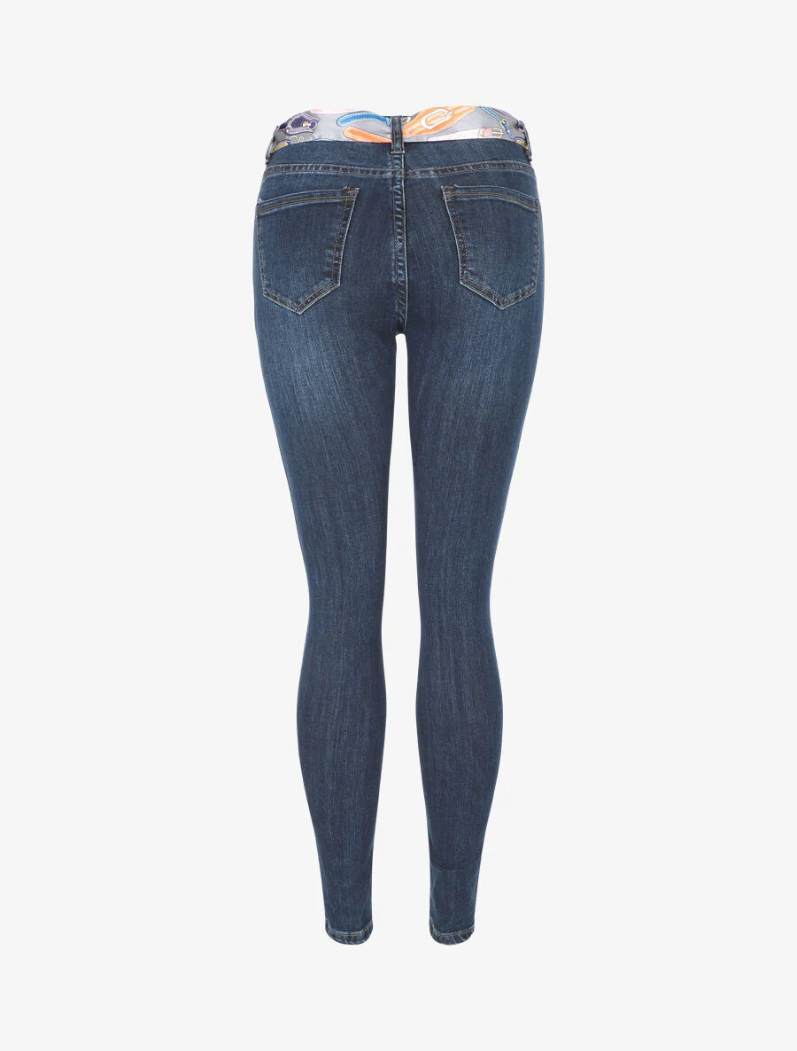 Slim jeans met originele bedrukte tailleband - blauw - Image 2