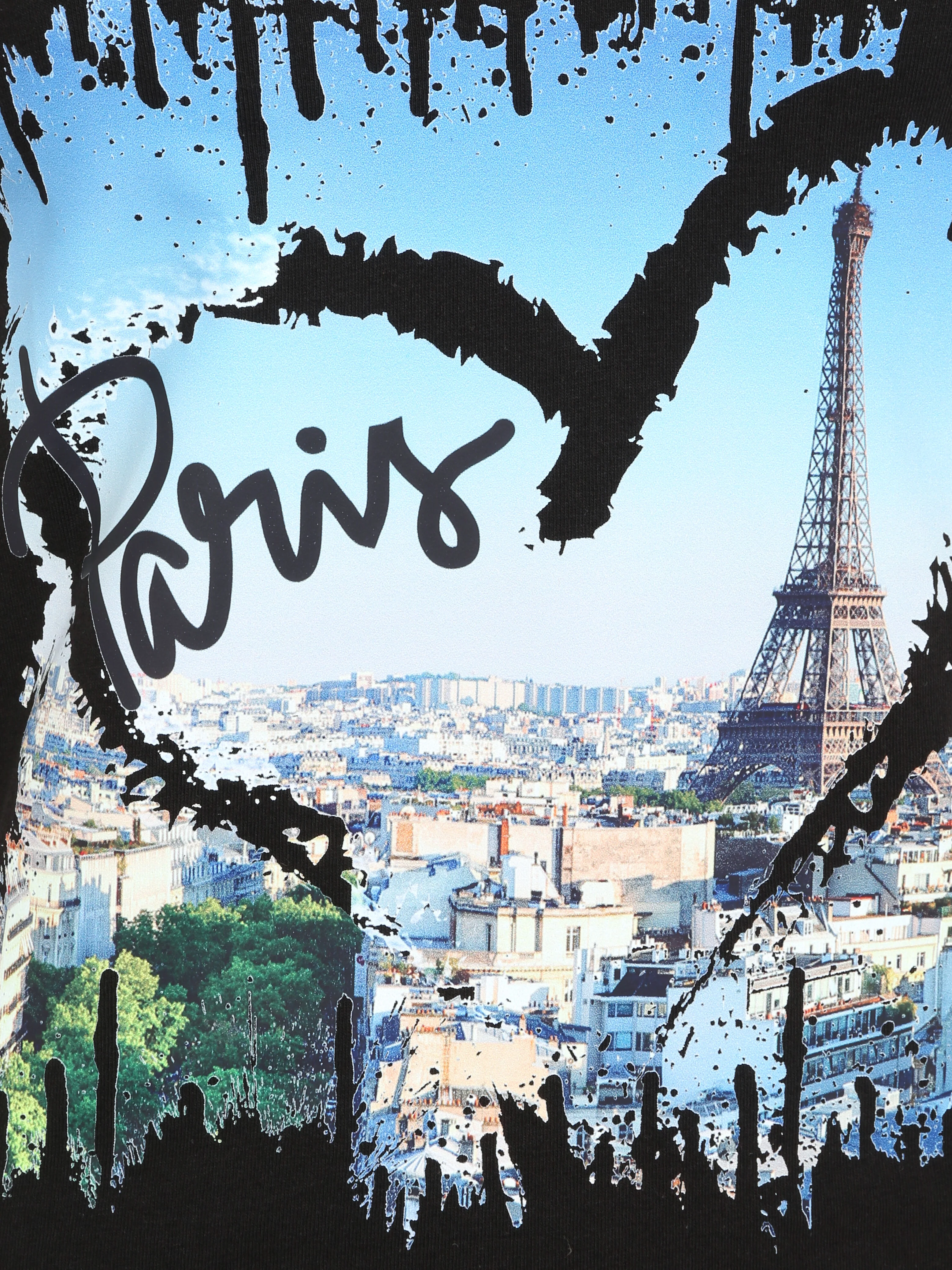 Slim T-shirt met Paris bedrukking - Zwart - Image 3