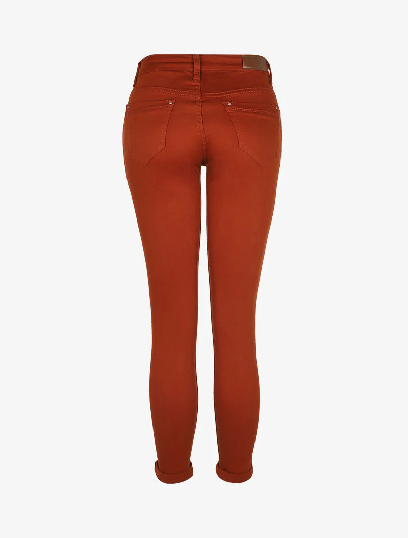 Slimme stretch jeans met hoge taille - Roest - Image 2