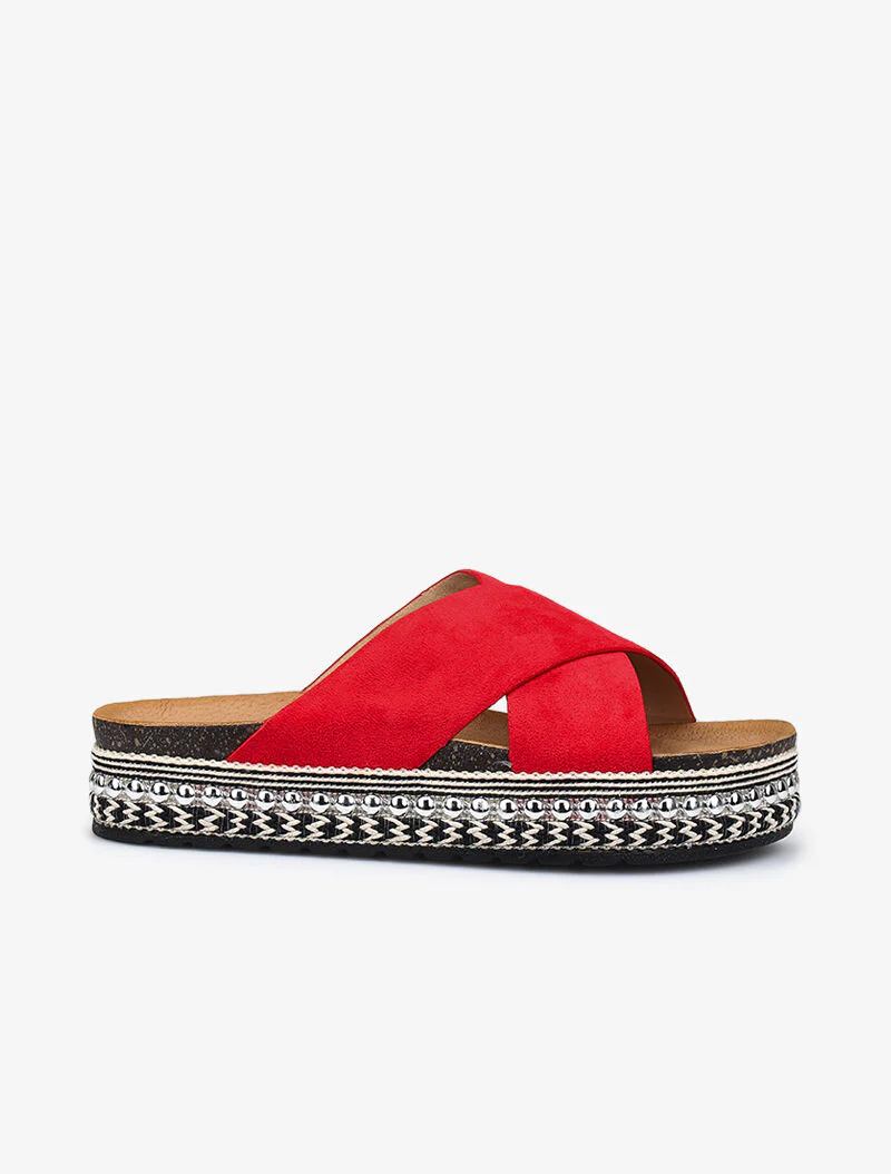 Slippers met gekruiste bandjes - rood - Image 4