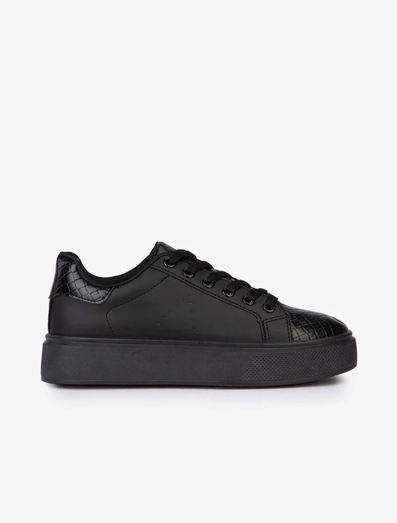Sneakers met schubbenprint - zwart