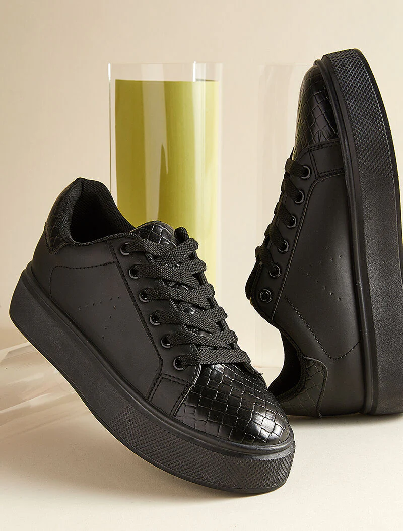 Sneakers met schubbenprint - zwart - Image 5