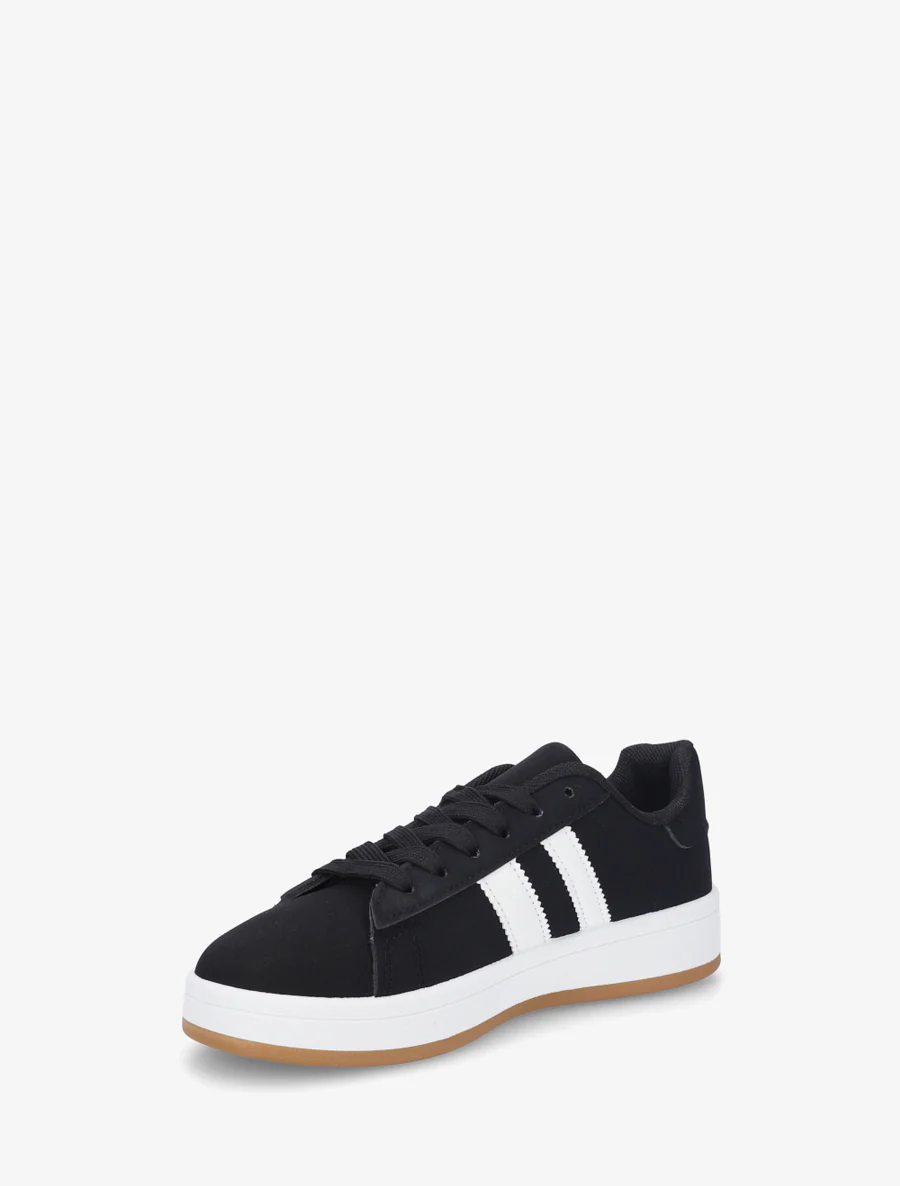 Sneakers in nubucklook met contrasterende banden - Zwart - Image 3