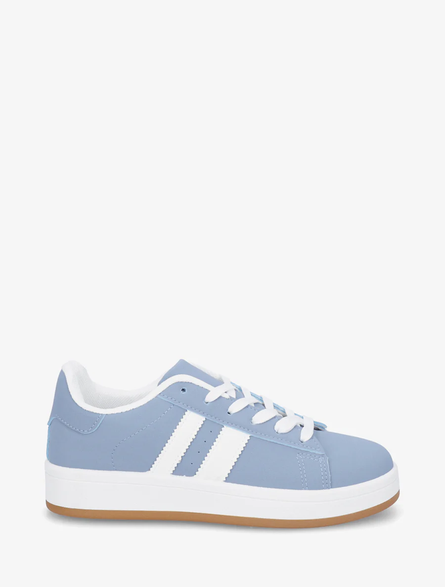 Sneakers in nubucklook met contrasterende banden - Blauw