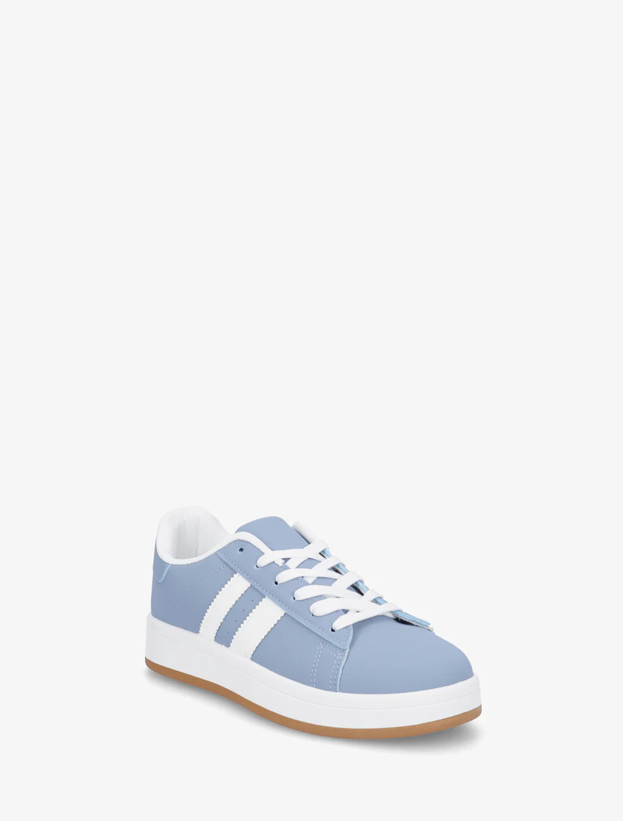Sneakers in nubucklook met contrasterende banden - Blauw - Image 2