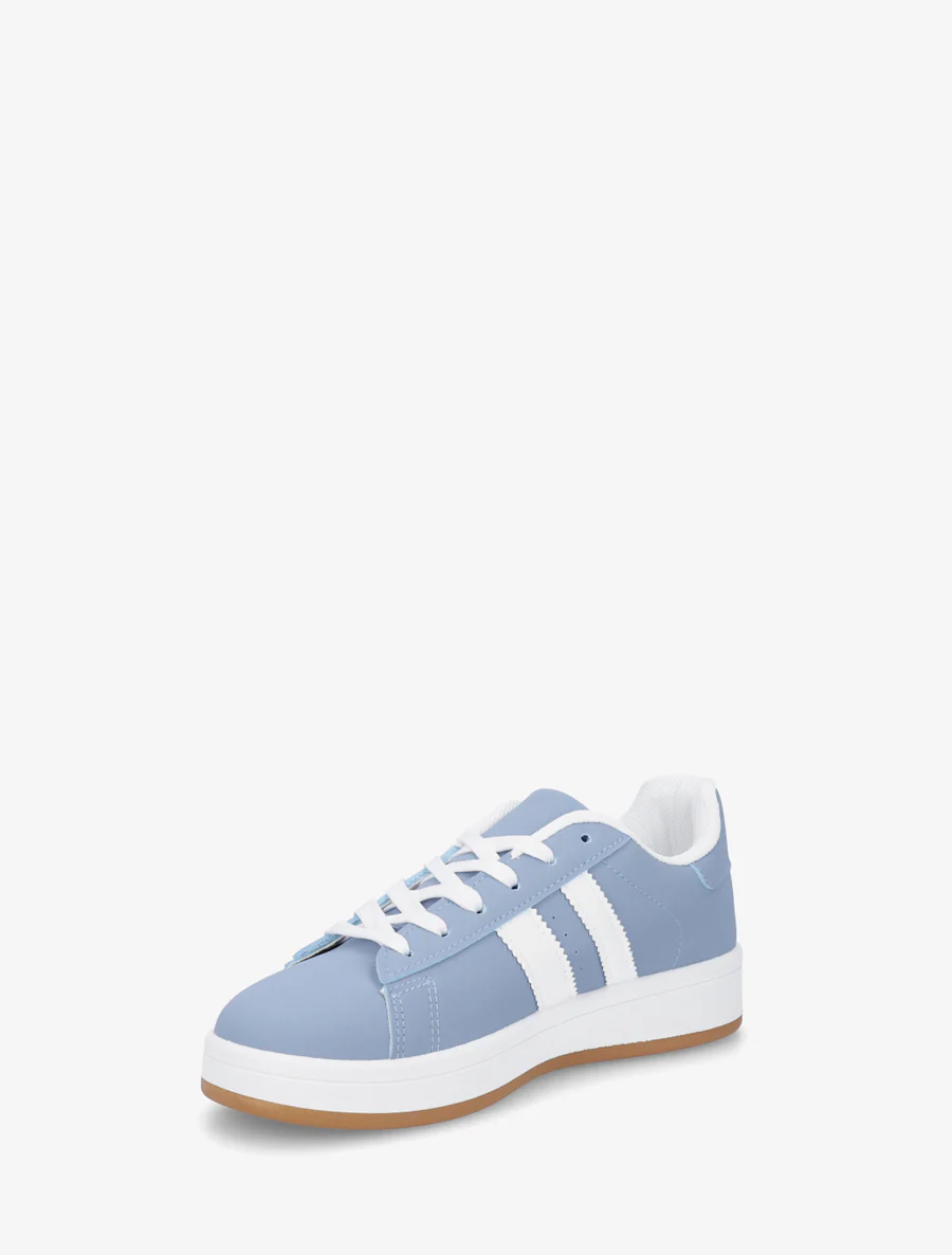 Sneakers in nubucklook met contrasterende banden - Blauw - Image 3