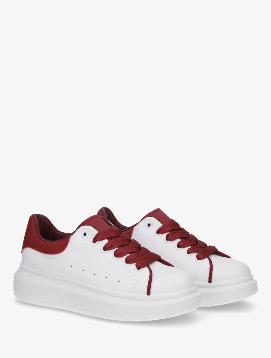 Sneakers in tweekleurig imitatieleer - Bordeaux - Image 4