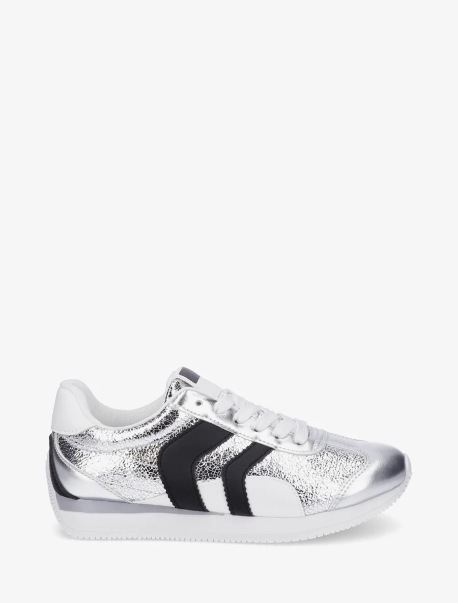 Sneakers met contrasterende hiel en dubbele veters. - Geld