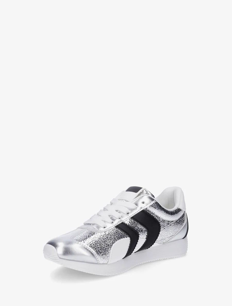 Sneakers met contrasterende hiel en dubbele veters. - Geld - Image 3
