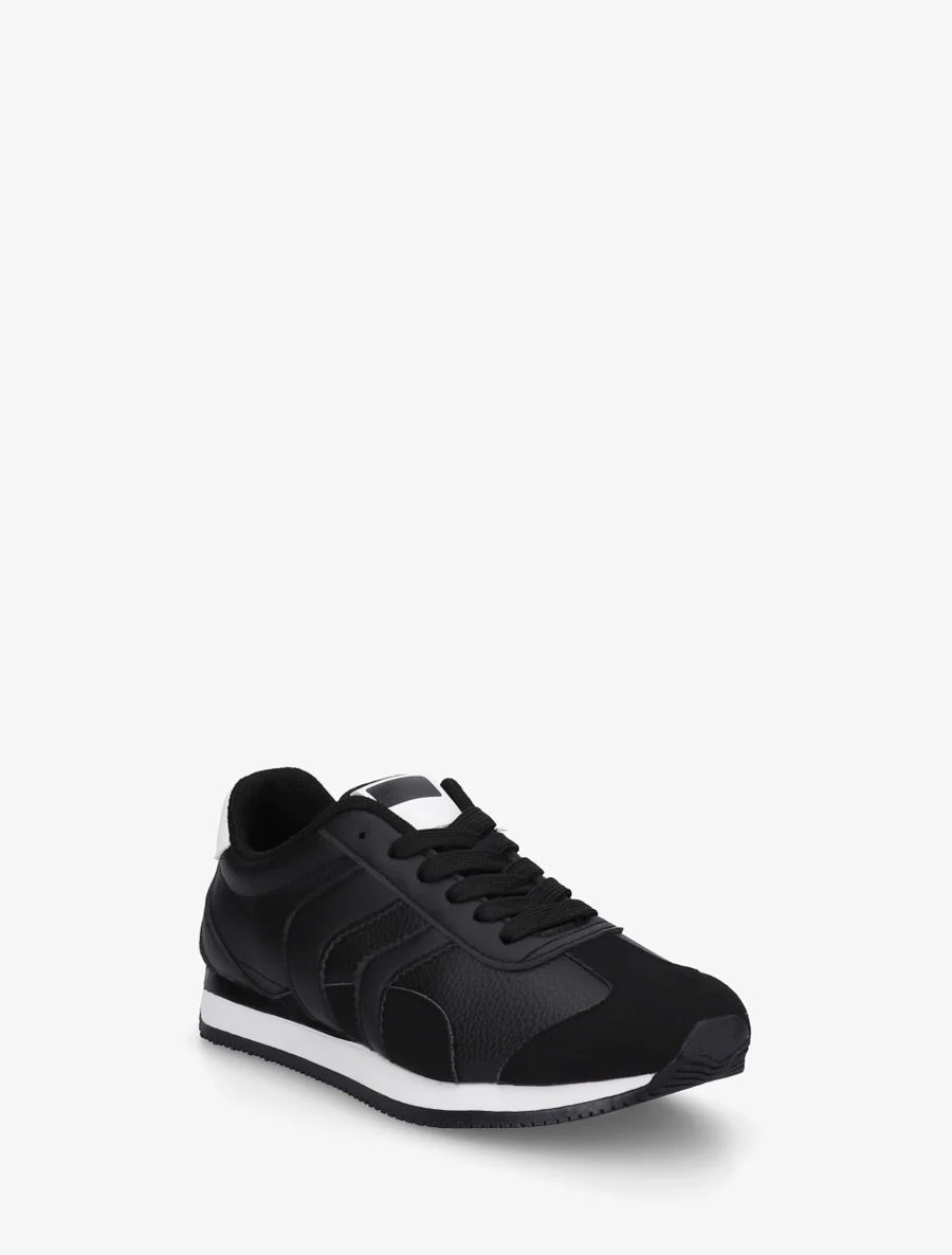 Sneakers met contrasterende hiel en dubbele veters. - Zwart - Image 2