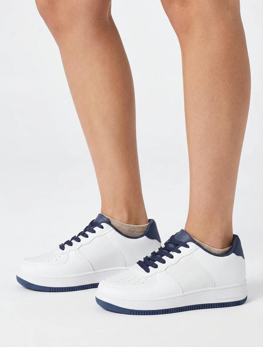 Sneakers met contrasterende hielversteviging - Marine - Image 5