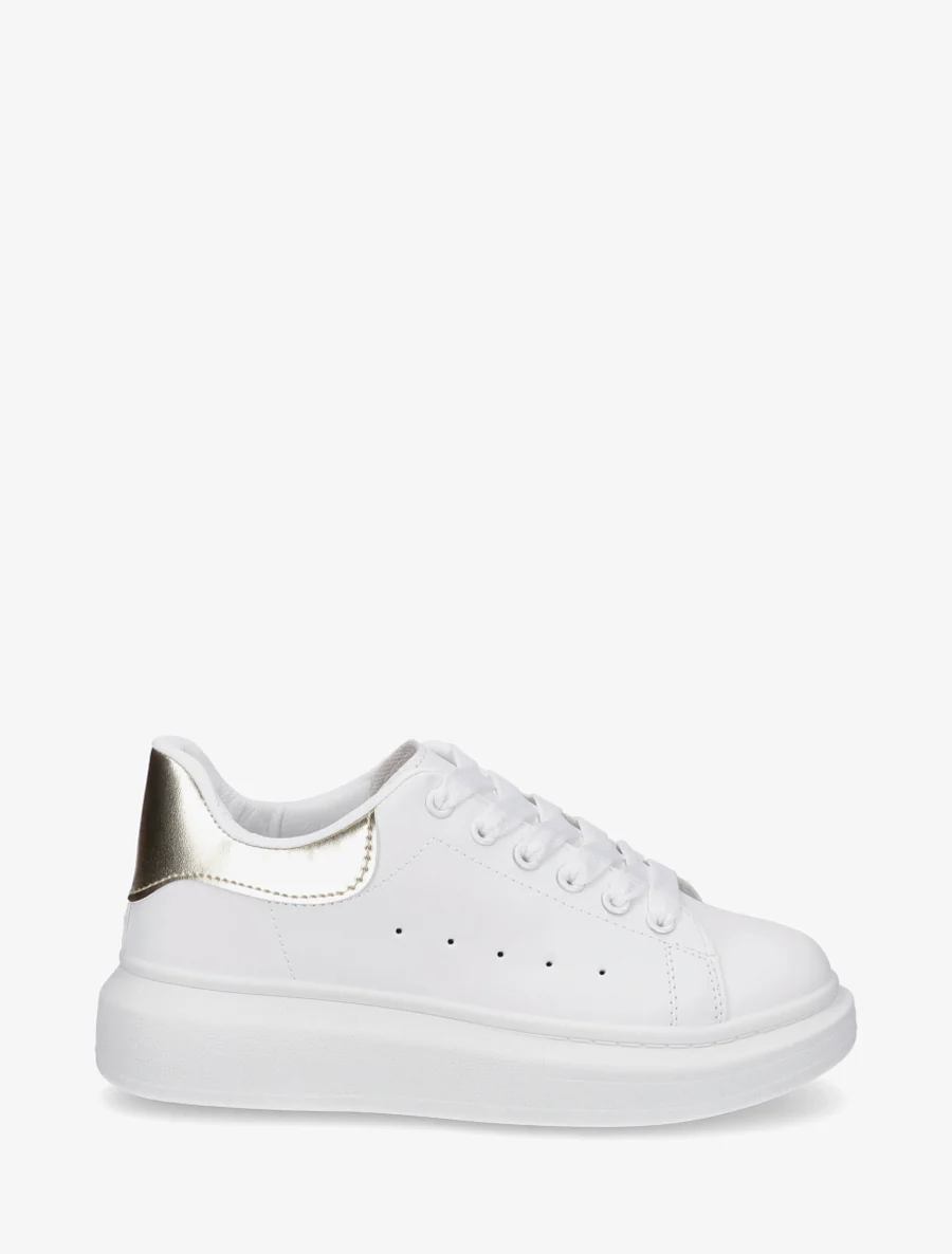 Sneakers met contrasterende hielversteviging - Wit/goud