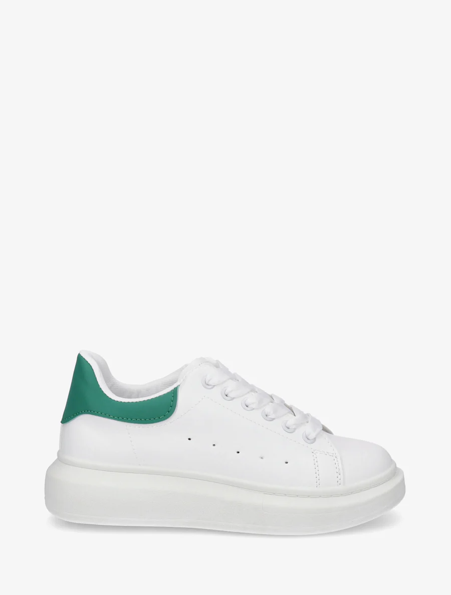 Sneakers met contrasterende hielversteviging - Wit/groen