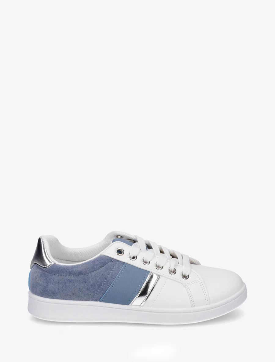 Sneakers met contrasterende strepen - Lichtblauw