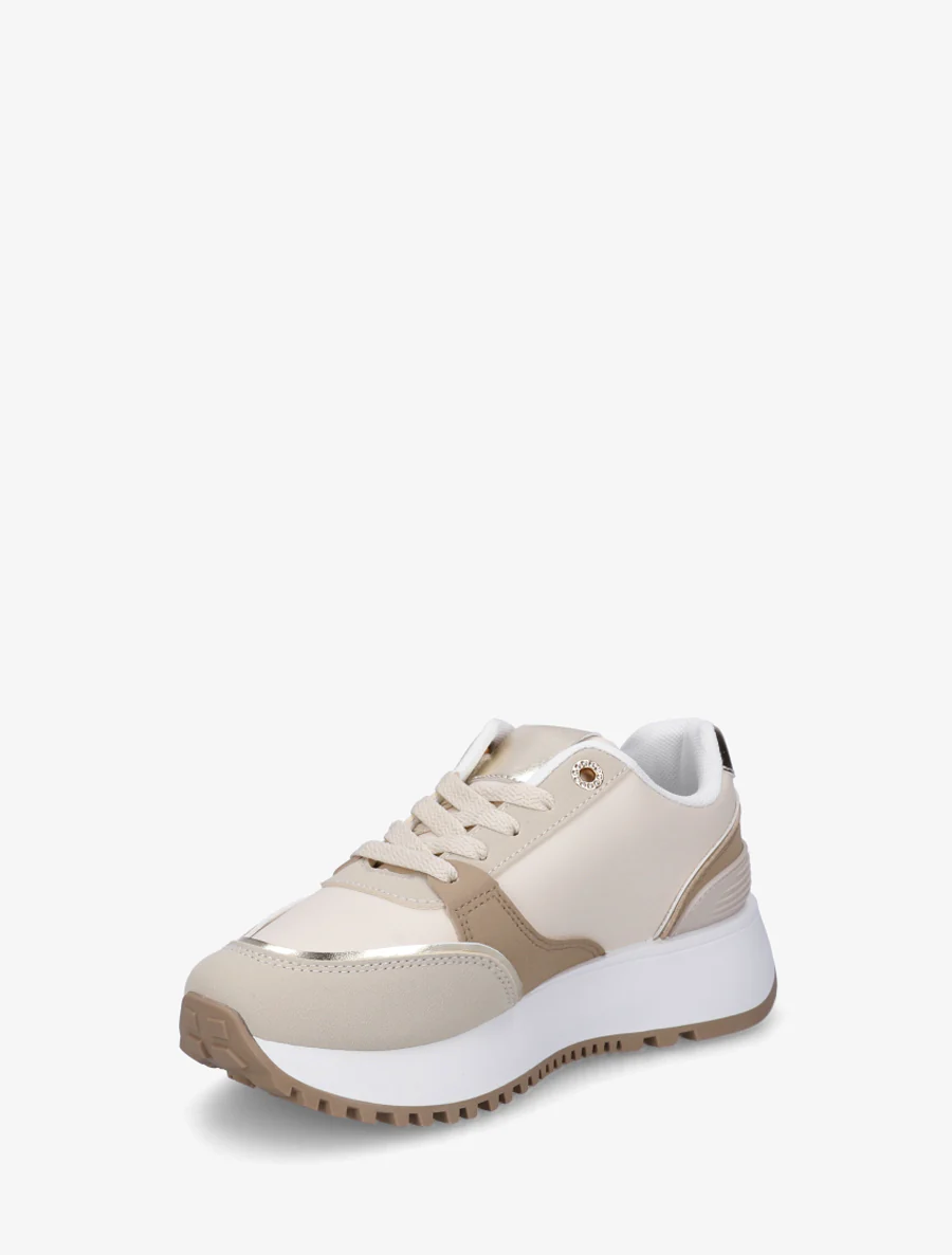 Sneakers met decoratieve rits en ongelijke banden - Beige - Image 3