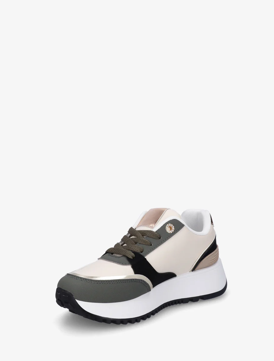 Sneakers met decoratieve rits en ongelijke banden - Kaki - Image 3