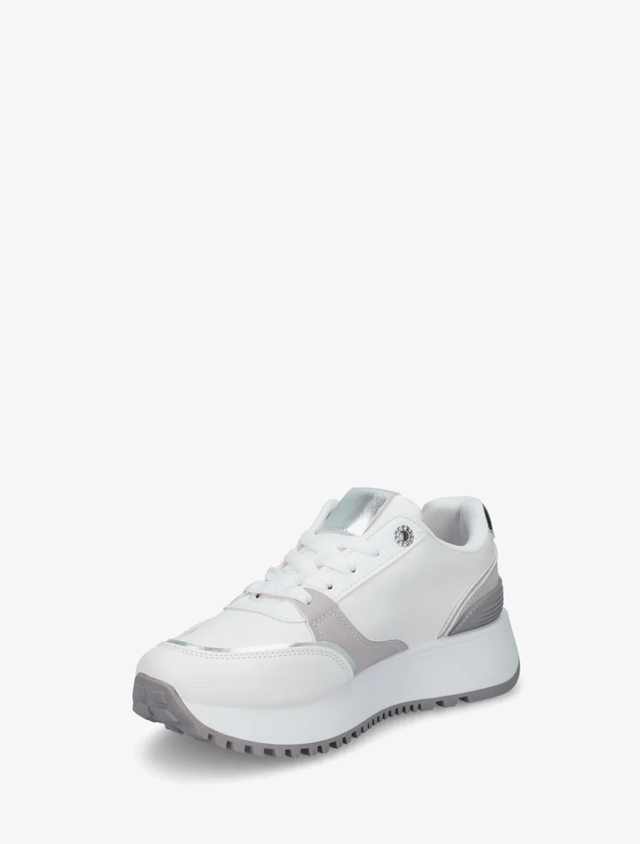 Sneakers met decoratieve rits en ongelijke banden - Wit - Image 3