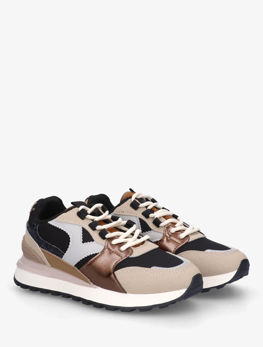 Sneakers met fantasie-inzetstukken - Zwart - Image 4