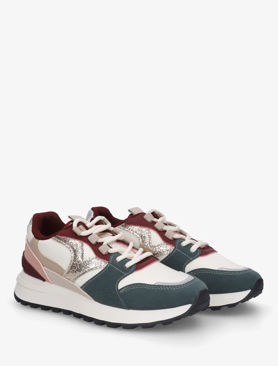 Sneakers met fantasie-inzetstukken - Donkergroen - Image 4