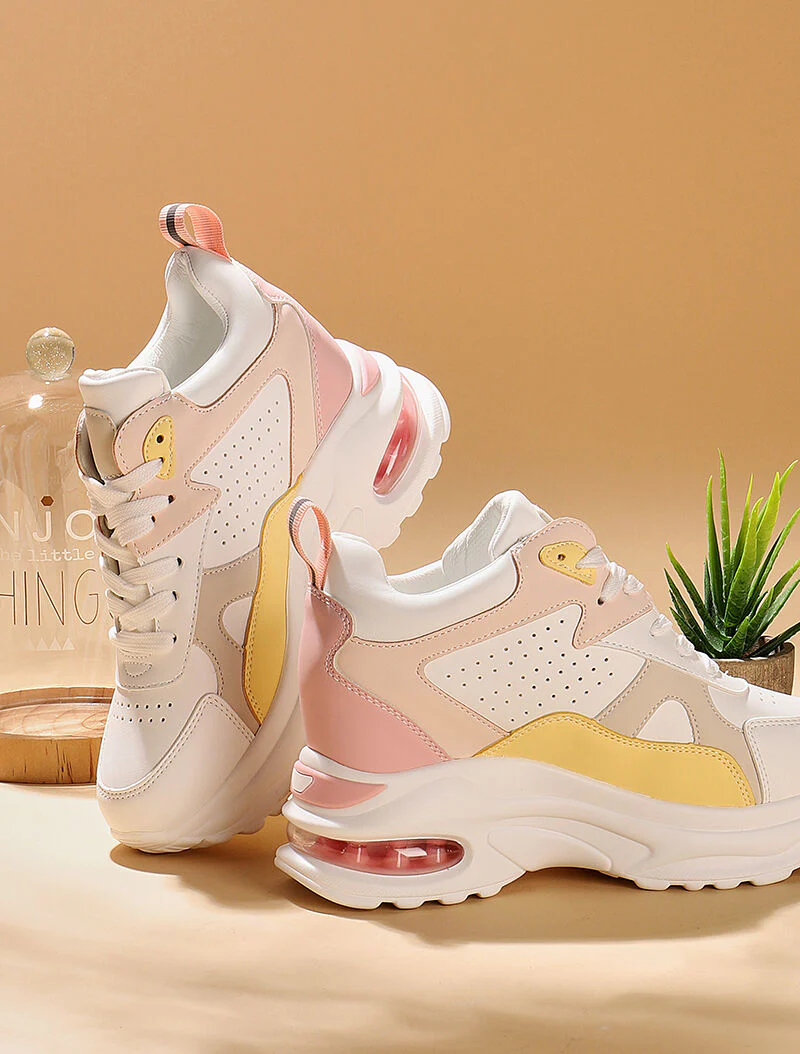 Sneakers met geïntegreerde luchtbubbelhakken - roze