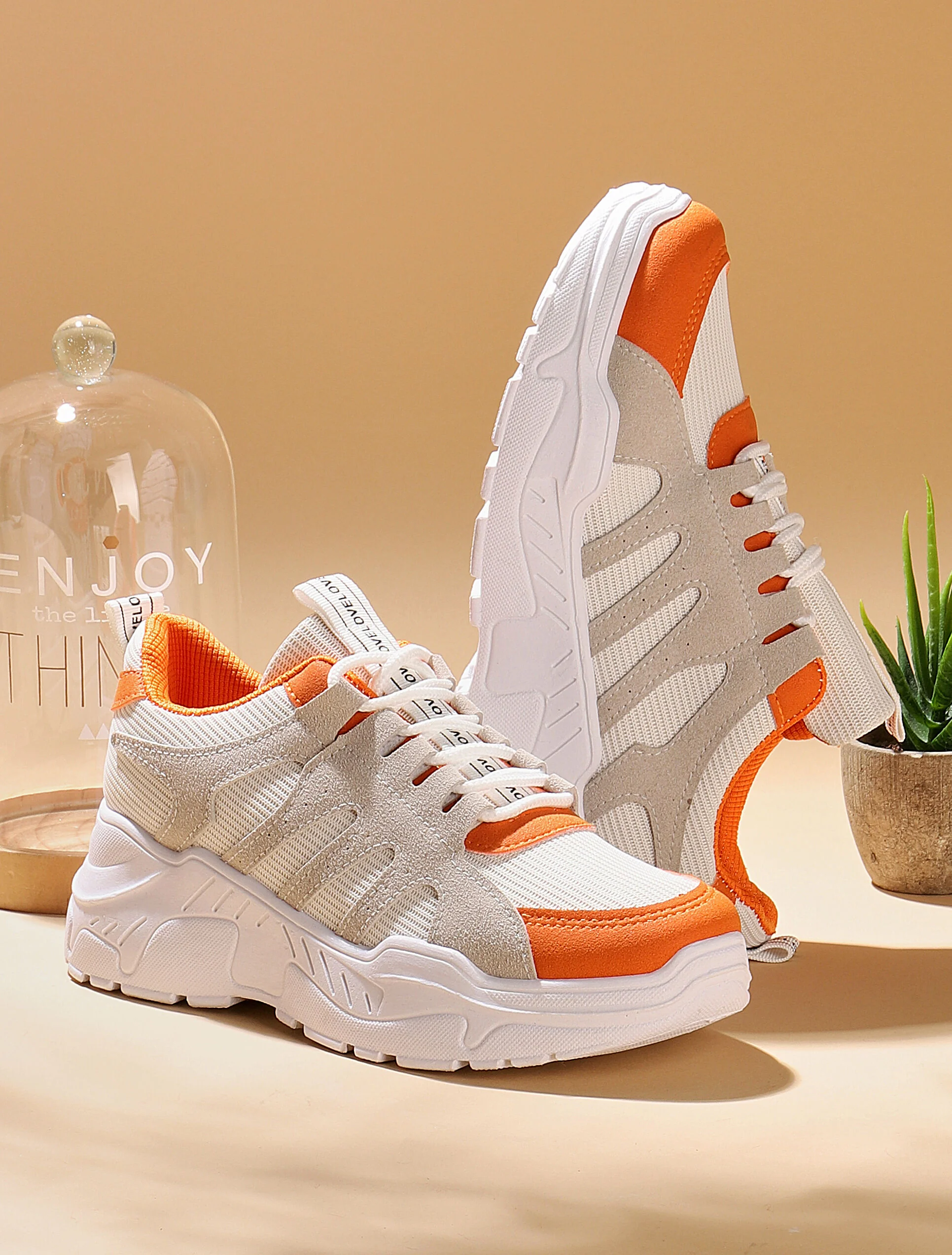 Sneakers met gekleurde details - oranje - Image 6
