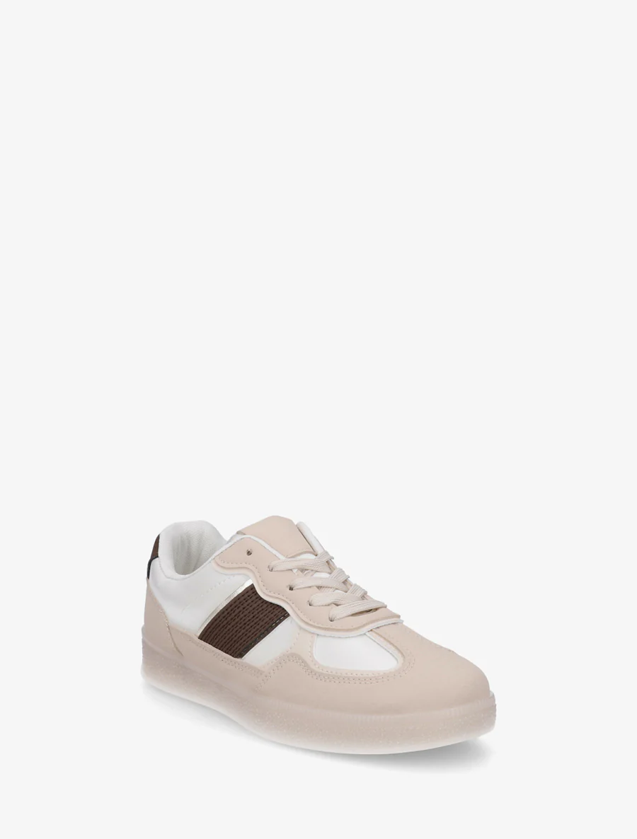 Sneakers met gekleurde rubberen zool - Beige - Image 2