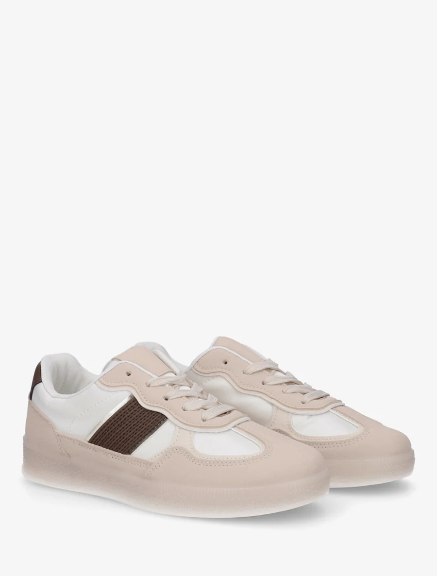 Sneakers met gekleurde rubberen zool - Beige - Image 4