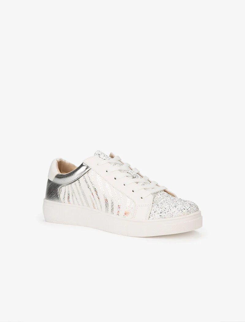 Sneakers met glanzende zebraprint en glitters - wit - Image 2