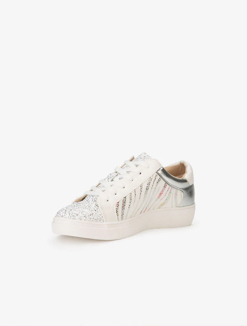 Sneakers met glanzende zebraprint en glitters - wit - Image 3