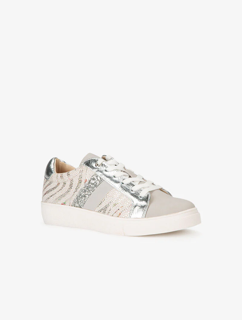 Sneakers met glanzende zebraprint en rubber - zilver - Image 2