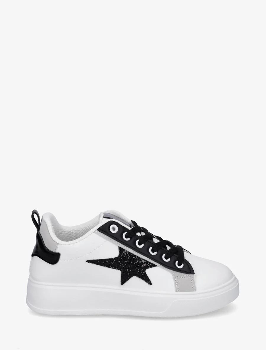 Sneakers met glinsterende sterapplicatie - Zwart/wit