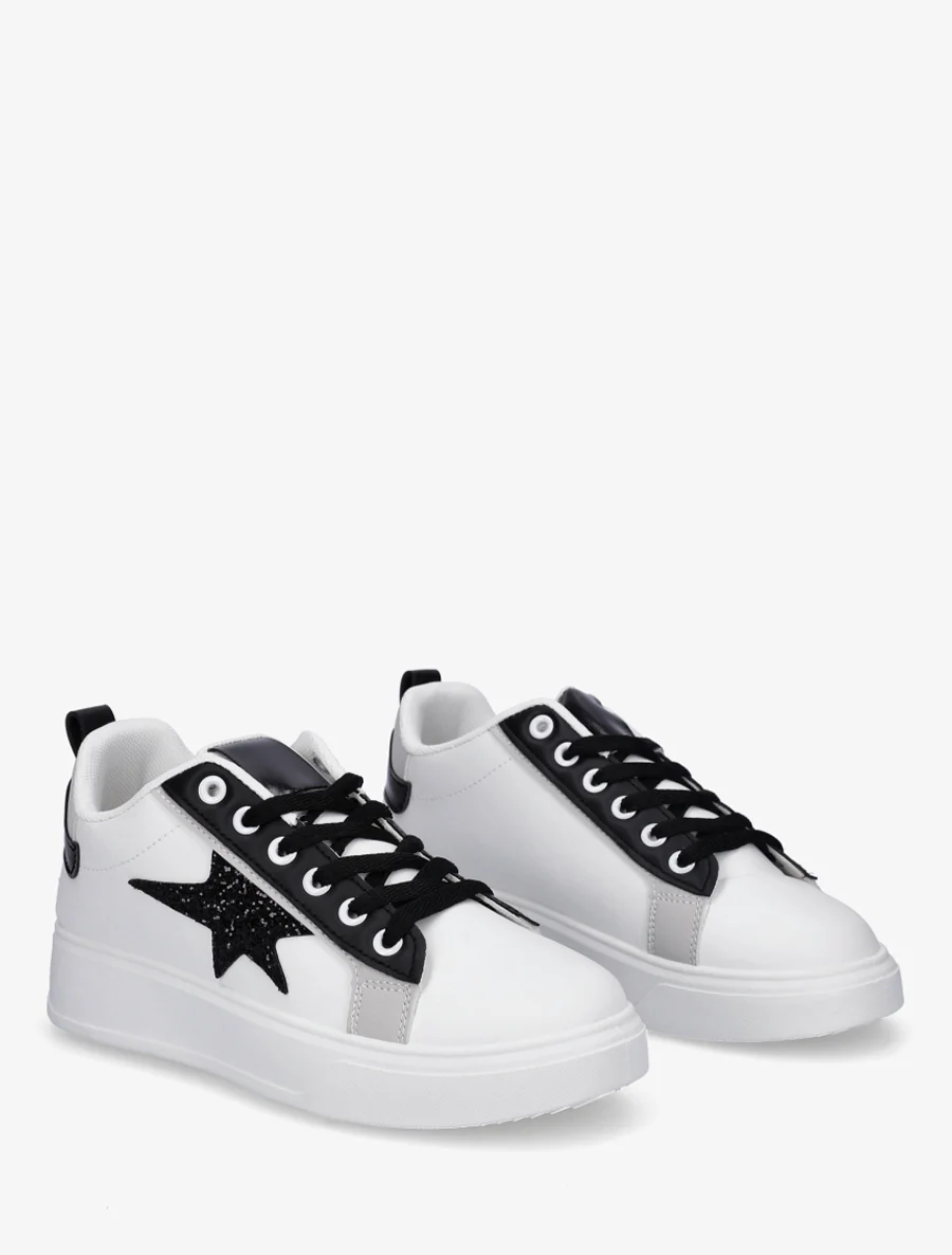 Sneakers met glinsterende sterapplicatie - Zwart/wit - Image 4