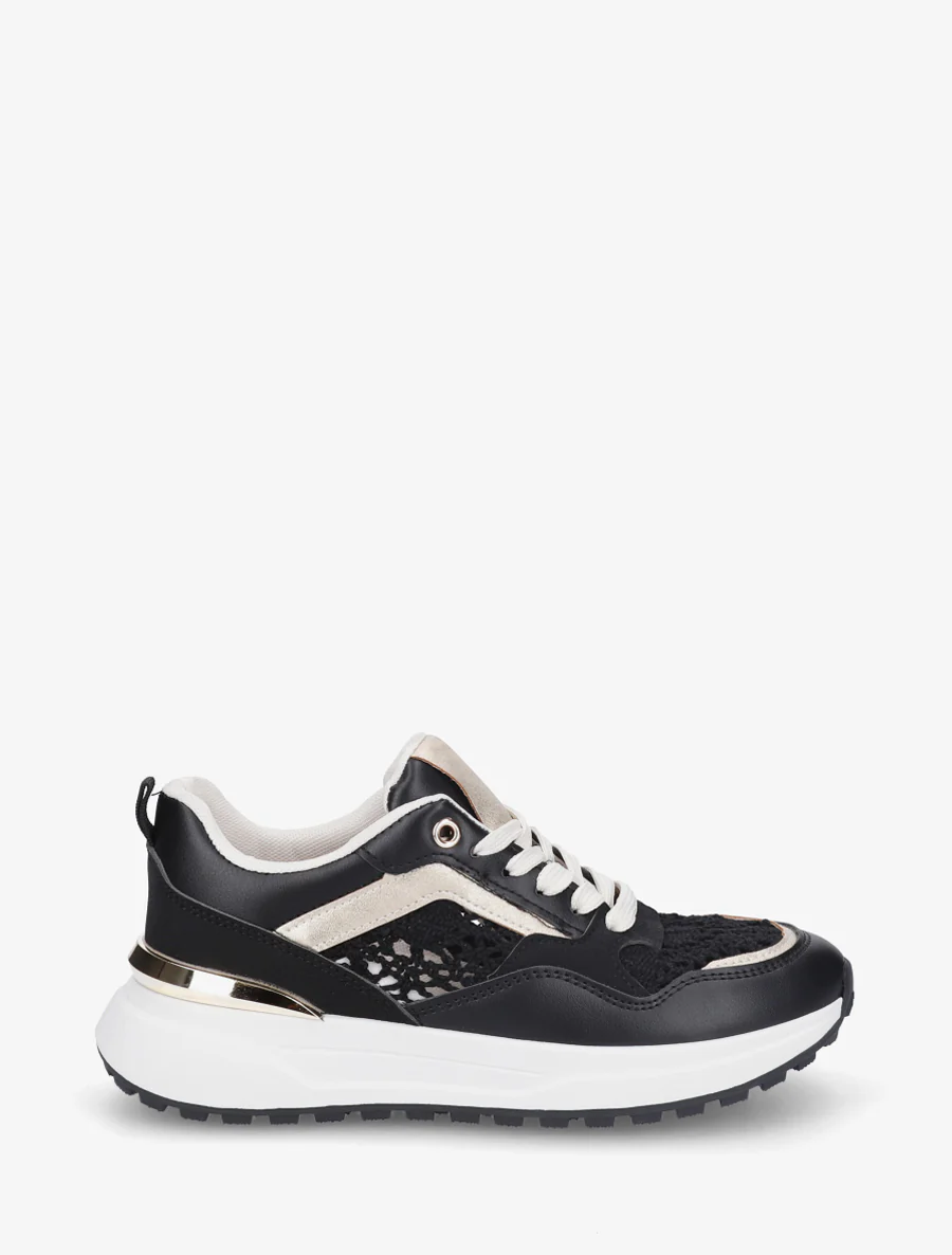 Sneakers met haakwerk inzetstukken - Zwart
