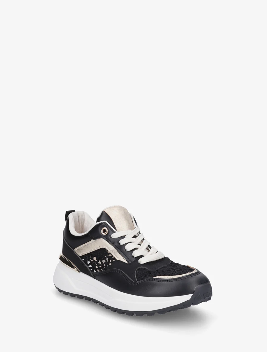 Sneakers met haakwerk inzetstukken - Zwart - Image 2