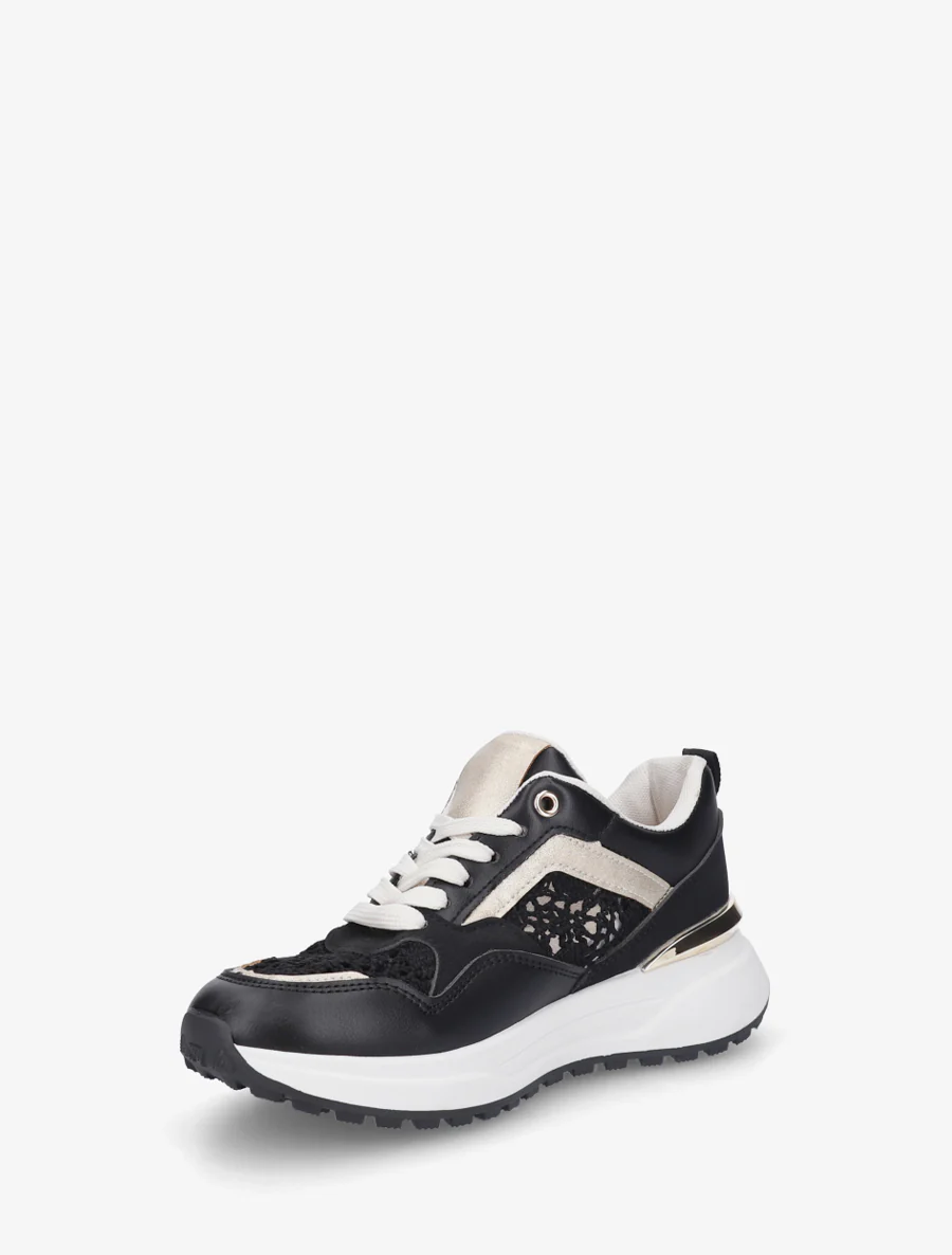 Sneakers met haakwerk inzetstukken - Zwart - Image 3