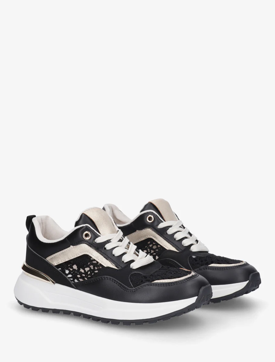Sneakers met haakwerk inzetstukken - Zwart - Image 4