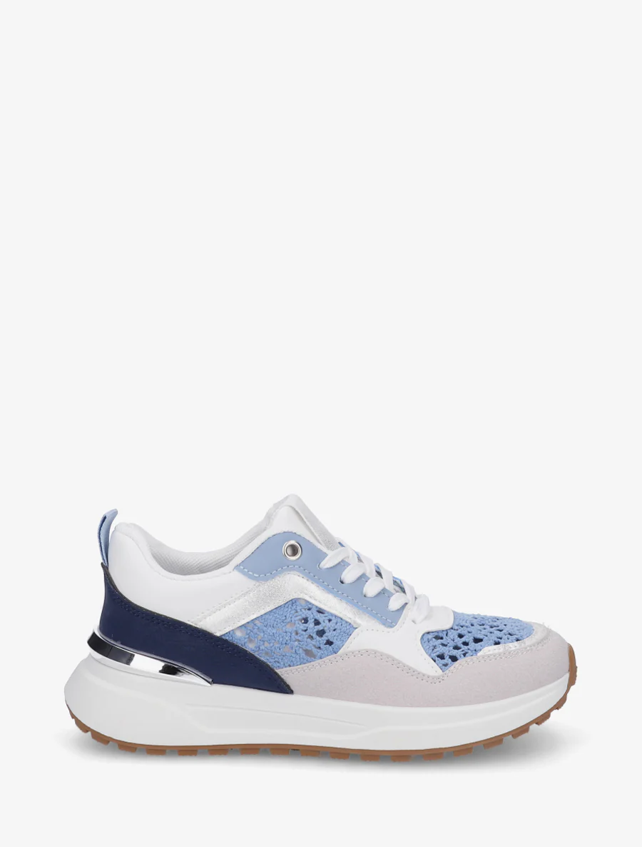 Sneakers met haakwerk inzetstukken - Blauw