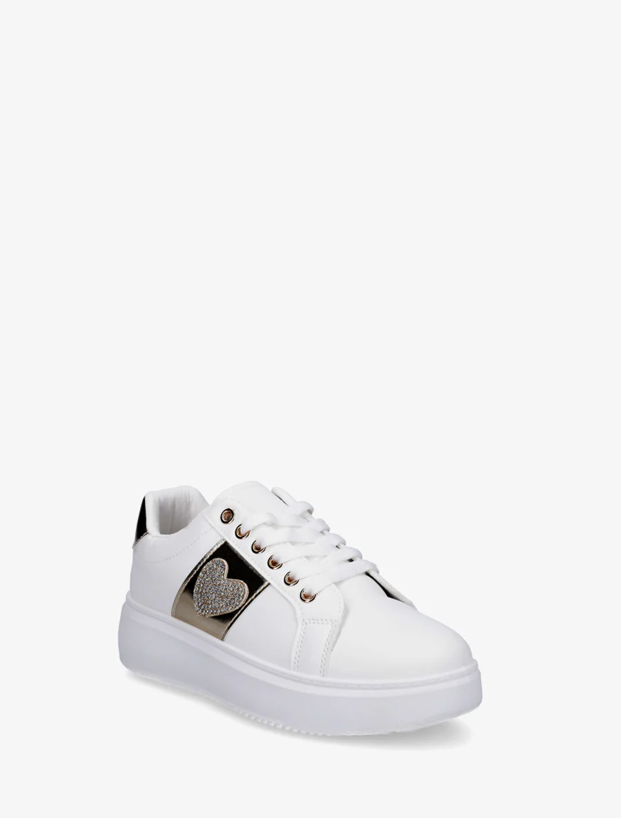 Sneakers met ingelegd strass hartje - Goud - Image 2