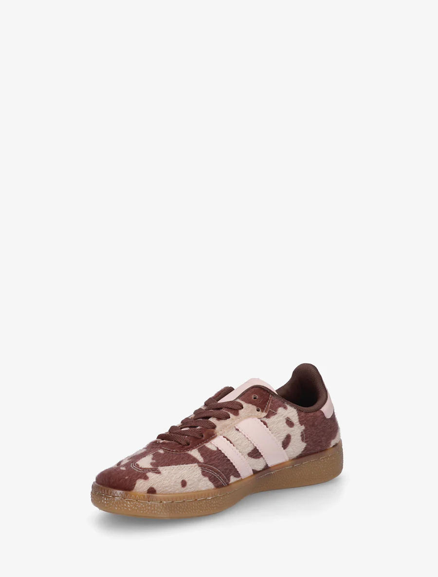 Sneakers met koeienprint en contrasterende strepen - Beige - Image 3