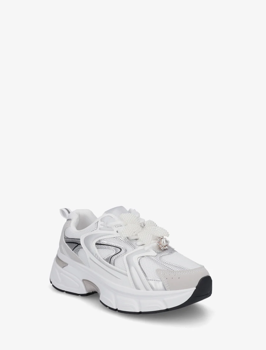 Sneakers met lintveters en bloem van parels - Geld - Image 2