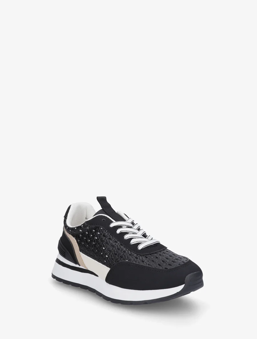 Sneakers met macramé-effect inzetstukken - Zwart - Image 2