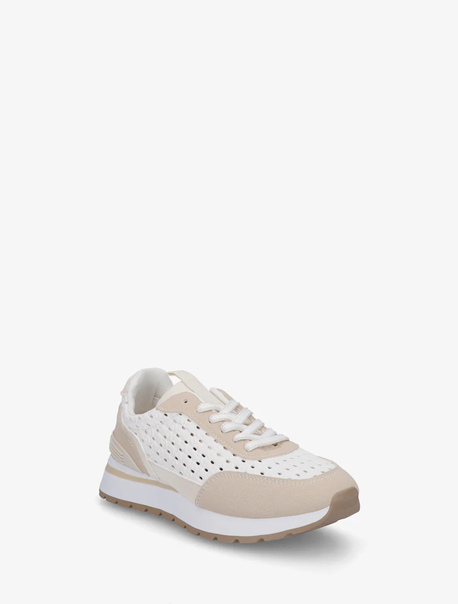 Sneakers met macramé-effect inzetstukken - Beige - Image 2