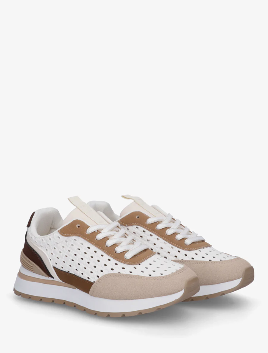 Sneakers met macramé-effect inzetstukken - Bruin - Image 4