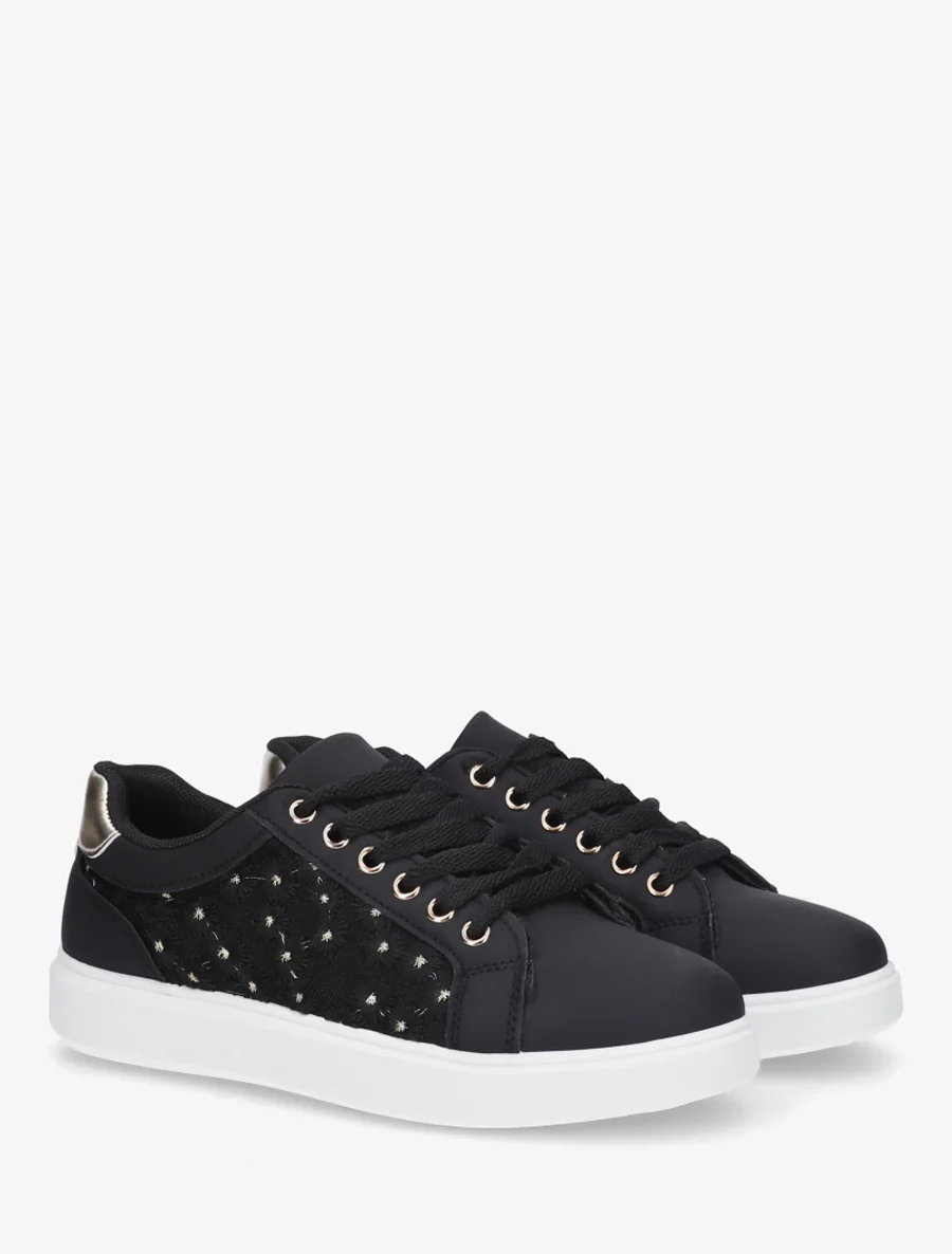 Sneakers met margrietmotief borduursel - Zwart - Image 4