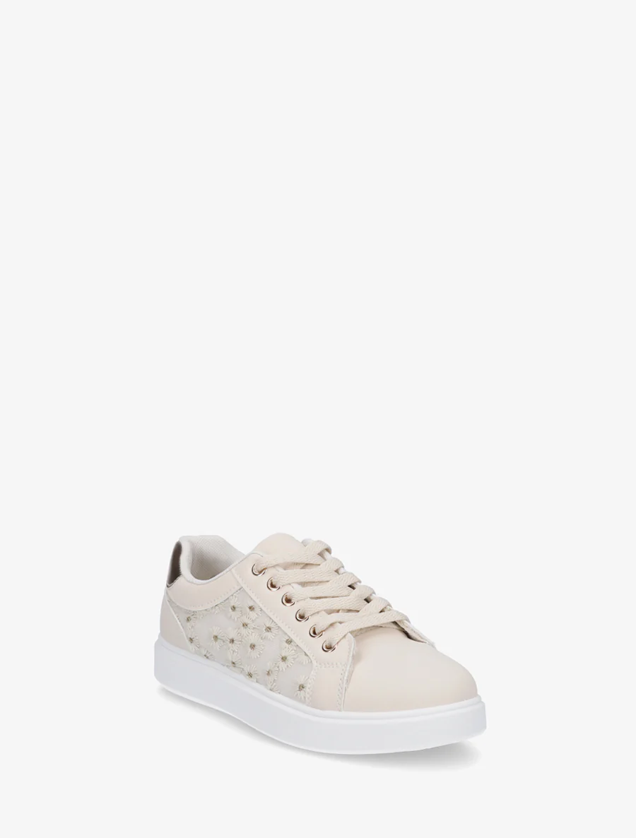 Sneakers met margrietmotief borduursel - Beige - Image 2