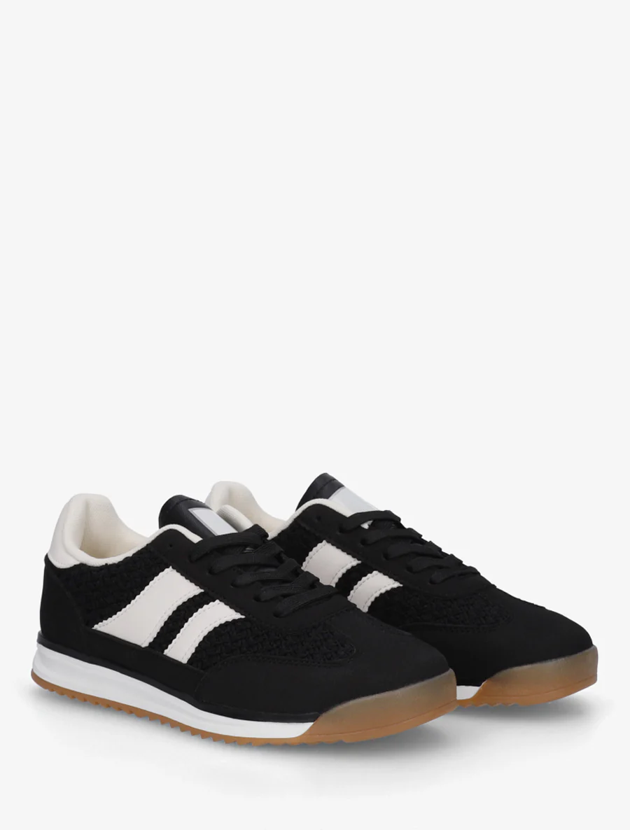 Sneakers met mesh-effect inzetstukken en contrasterende details. - Zwart - Image 4